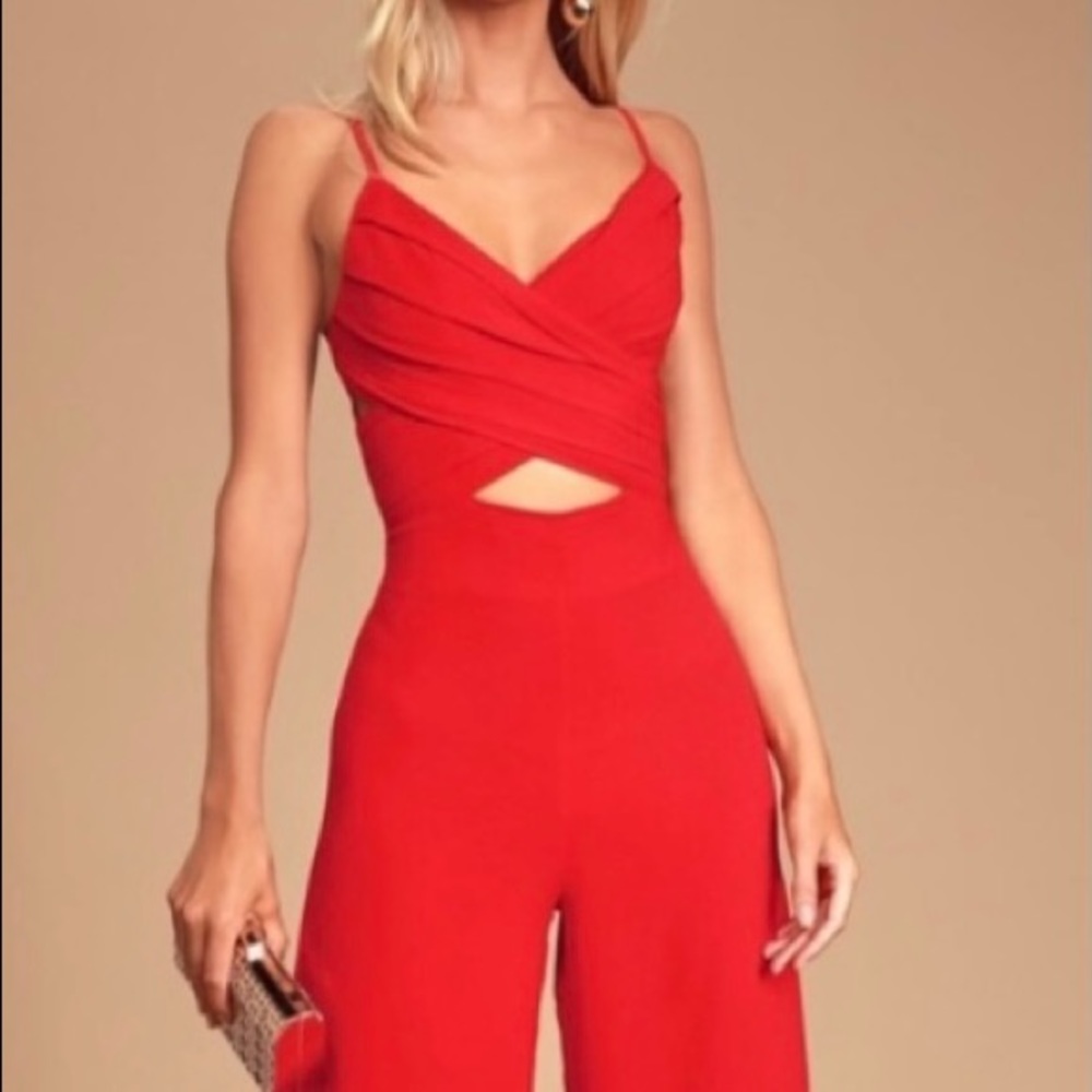 Red Lulu’s So Ladylike Jumpsuit - never worn!!